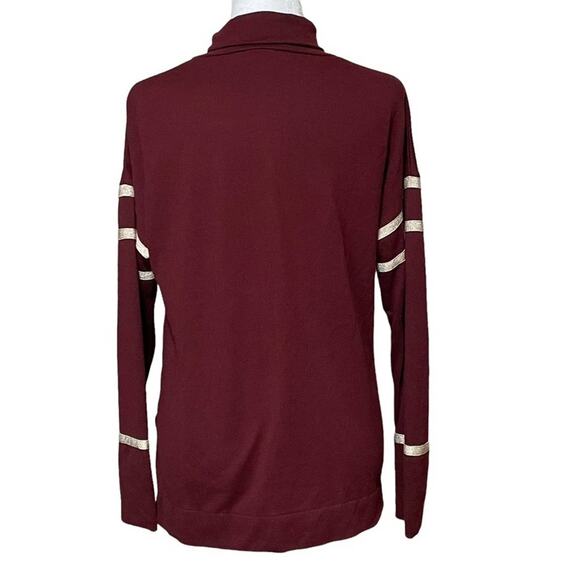 Laundry by Shelli Segal Maroon Lightweight Knit Sweater Top Varsity Style Size M - Picture 6 of 11